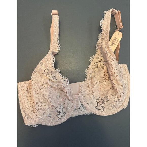 NEW Dobreva Women's Lace Bra 32E Pink Sexy Coverage Underwire Unlined 036 - Picture 1 of 2